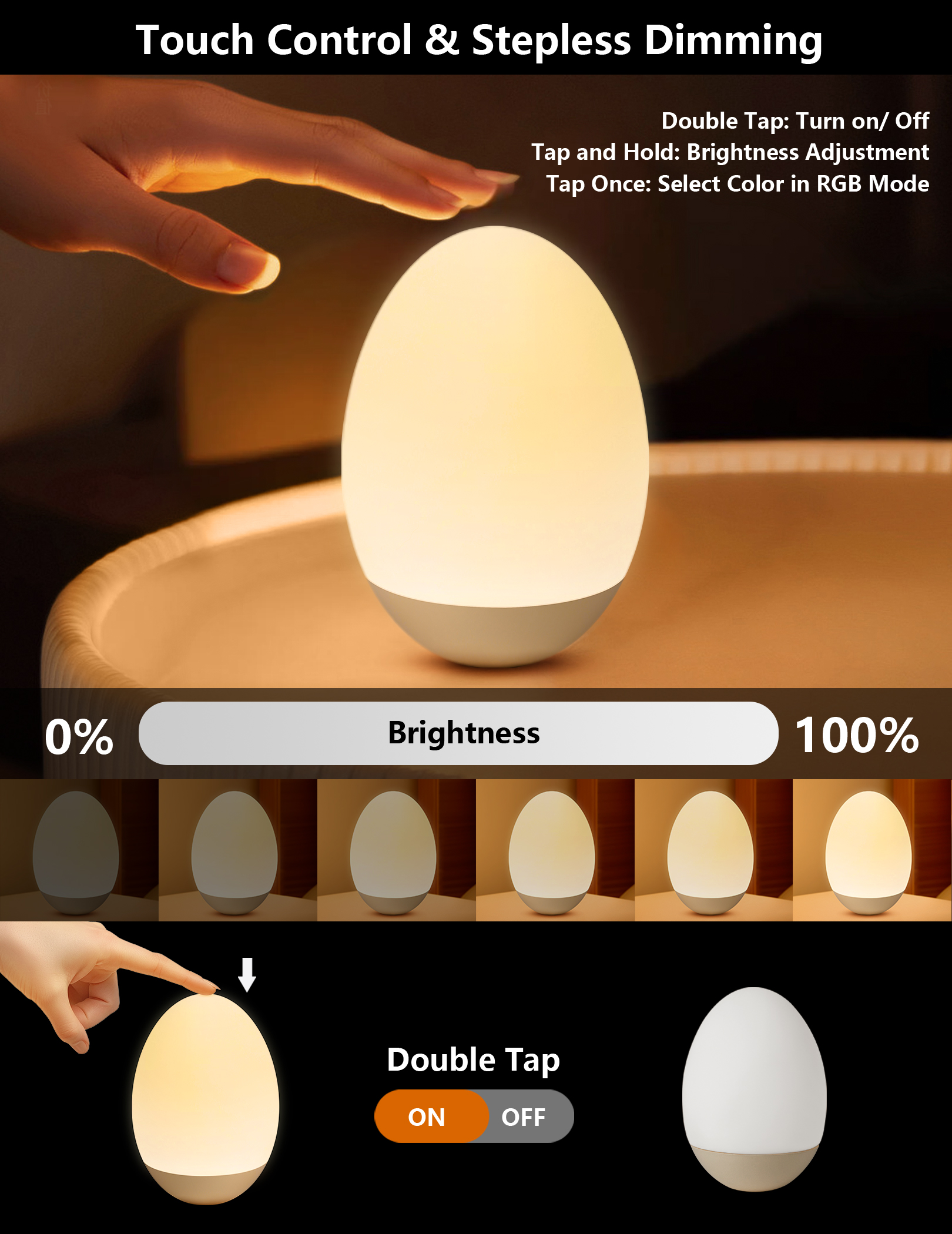 COSJM Egg-Shaped Baby Night Light, BPA Free photo 6