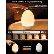 Egg Night Light for Baby Nursery with Touch Control, BPA Free, Stepless Dimming, Portable Night Lights for Breastfeeding, Rechargeable Lamp with 7 RGB Colors