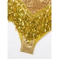 thumbnail image 5 of Yruioon Women Sparkling Sequins Fringed Dance Dress Shiny Tassel Latin Dance Dress Performance Gold L, 5 of 7