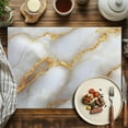 thumbnail image 3 of White Abstract Marble Texture Placemats Set of 8, Gold Lines Table Mats Washable Heat-Insulation Non-Slip Place Mats for Kitchen Dinner Table Indoor Outdoor Decor,13x19 Inch, 3 of 9