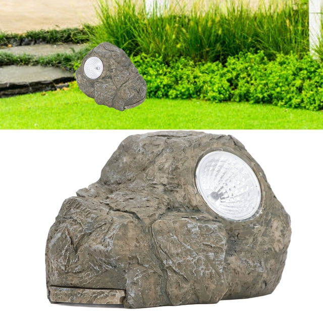 Caja Para Llaves De Piedra Falsa, Caja De Almacenamiento De Piedra Decorativa De Resina Simulada Con Luz LED Para Jardín Para Interior