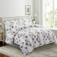 thumbnail image 1 of Marina Decoration Ultra Soft Silky Zipper Rich Printed Rayon from Bamboo All Season Duvet Cover Set with Pillowcases, Purple Carnation Floral Pattern, 1 of 7