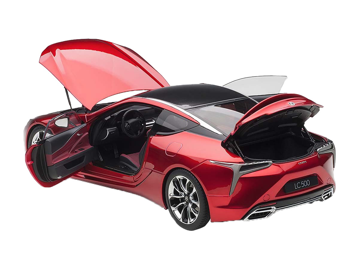 Lexus LC500 Metallic Red with Dark Rose Interior and Carbon Top 1/18 Model  Car by Autoart