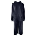 thumbnail image 4 of Oversized Hoodie Sets with Wide Leg Pants for Women Sportswear Loose Plain Sweatshirt and Sweatpant Lounge Outfits (Medium, Black), 4 of 5