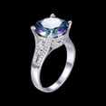 thumbnail image 2 of 10.5ct Round Cut Created Mystic Rainbow Topaz Cubic Zirconia CZ Solitaire 925 Sterling Silver Rings, 2 of 6