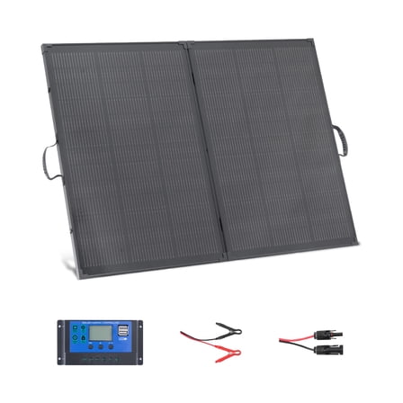 VEVOR 200W Foldable Solar Panel with Frame, 23% High-Efficiency Portable Monocrystalline Solar Panel Charger with 30A PWM Controller & MC4 Output, IP67 Waterproof for Camping, Hiking, RV Trips