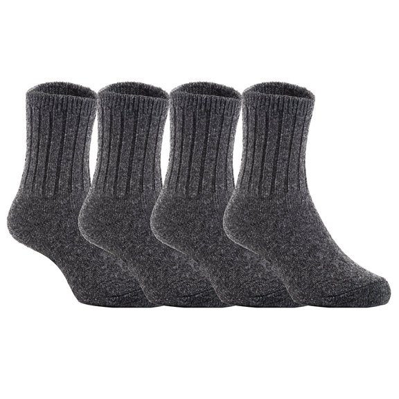 4 Pairs Children's Comfy, Durable, Stretchable, Thick & Warm Wool Crew Socks. Perfect as Winter Snow Sock and All Seasons FS01 Size 2Y-4YDark Gray