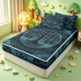thumbnail image 2 of Homewish Damask Tree Of Life Zipper Twin Comforter Sets with Fitted Sheet and 2 Pillowcases,Bohemian Exotic Style Zipper Bedding Set,Black Teal,Black Reversible,4pcs, 2 of 8