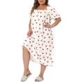 thumbnail image 4 of Agnes Orinda Women's Plus Size Valentines Day Nightgowns Cherry Bowknot Sleepshirts Ruffle Comfy Nightdress 2X White, 4 of 6