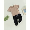 thumbnail image 1 of Pudcoco Toddler Baby 2Pcs Summer Outfits, Short Sleeve Pocket T-Shirt + Elastic Waist Pants Set, 1 of 9