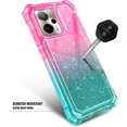 thumbnail image 5 of for Cricket Outlast 5G 2024 Case, AT&T Motivate Pro 5G with [Built-in Screen Protector], [9FT Military Grade Drop Tested] Full-Body Protective Shockproof Bumper Case (Glitter Pink/Aqua), 5 of 5