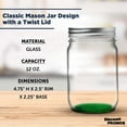thumbnail image 4 of 10 Decorating Mason Jars Set, 12 oz. - Canning, Aluminum Lid - Green, 4 of 5