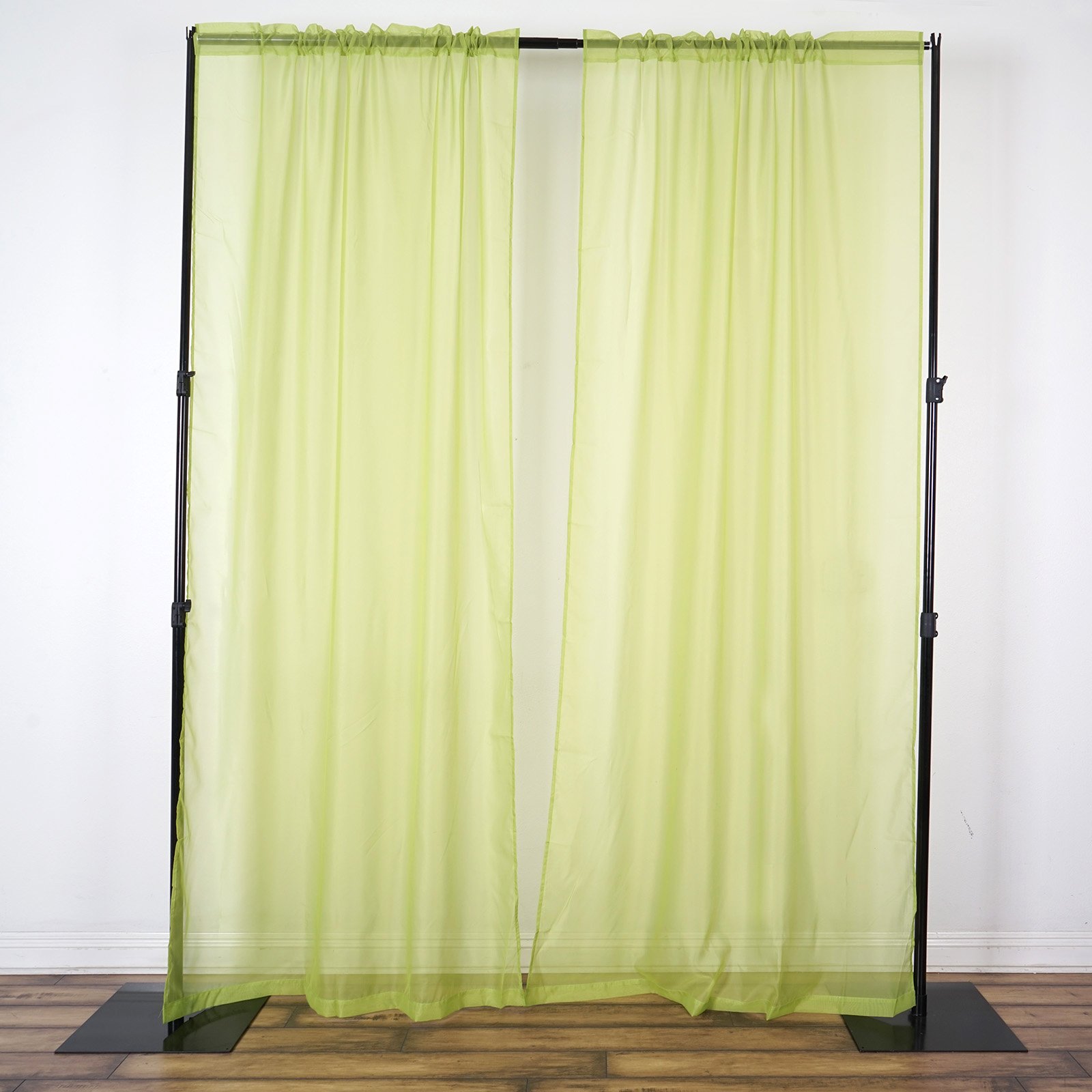 2 Pack 9FT Sage Green Organza Sheer Backdrops Curtain Panel With