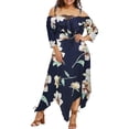 thumbnail image 1 of LSLJS Fashion Women Off Shoulder Plus Size Lace Up Maxi Flowing Floral Print Dress, 1 of 8