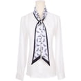 thumbnail image 2 of INSPIRE CHIC Women Fashion Printed Skinny Long Scarves, Satin Silky Black White Neckerchief Ribbon Headband 57.1x5.1" Wheat Pattern, 2 of 6