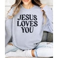 thumbnail image 3 of Jesus Loves You Sweatshirt for Women - Christian Faith Easter Church Distressed Pullover Gray Sweatshirt Adult Large, 3 of 7