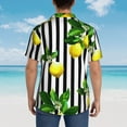 thumbnail image 6 of Xecao Lemons on Striped print Hawaiian shirt - a stylish short-sleeve button-down for men, perfect for casual beach and tropical outings., 6 of 9