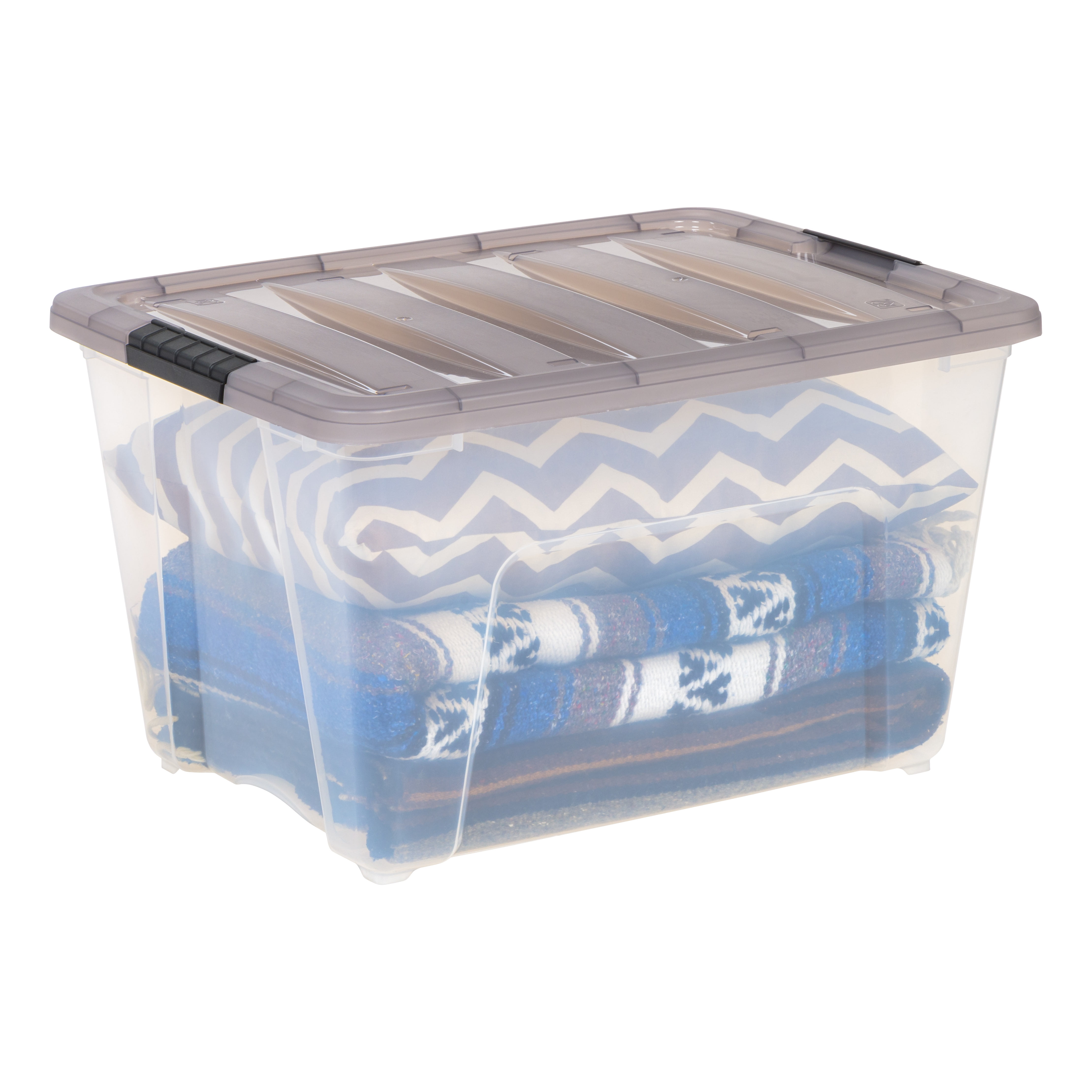 IRIS 72 QT. Stack & Pull Clear Storage Box, Lid Gray (Pack of 3) 500150 -  The Home Depot