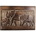 thumbnail image 2 of Ajuny Handcrafted Wooden Jewelry Storage Box Elephant Motif Vintage Keepsake Treasure Chest Trinket Holder 10x7 inch, 2 of 7