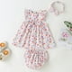 thumbnail image 1 of Conjunto de ropa para recién nacidas AURIGATE, con tops florales fruncidos, pantalones cortos y diadema, liquidación, 1 of 5