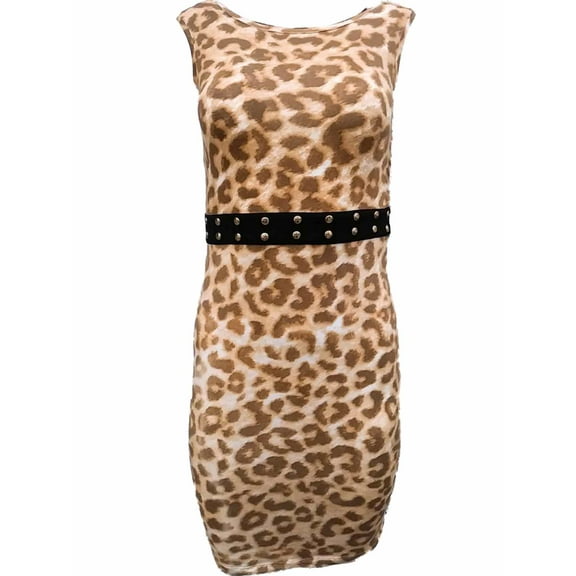 Kardashian Collection Womens Leopard Cheetah Print Pencil Dress Slim Fit Dress