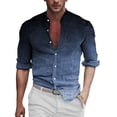 thumbnail image 1 of Camisas Hombre Vestir Camisa de manga larga para hombre, camisa con botones, camisa informal para hombre, blusa de corte superior, camisa de cambio gradual (Blue, 3XL), 1 of 6
