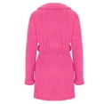 thumbnail image 4 of Womens Fuzzy Robe Short Bathrobe Belted Soft Fall Winter Spa Fleece Plush Lapel Neck Kimono Bath Robe with Pockets (XL, Hot Pink), 4 of 5