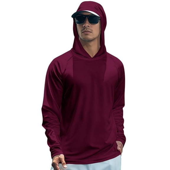 Men's UPF 50 Sun Protection Lightweight Hoodie Shirts Long Sleeve Quick Dry Fishing Shirt SPF UV Hiking Swim