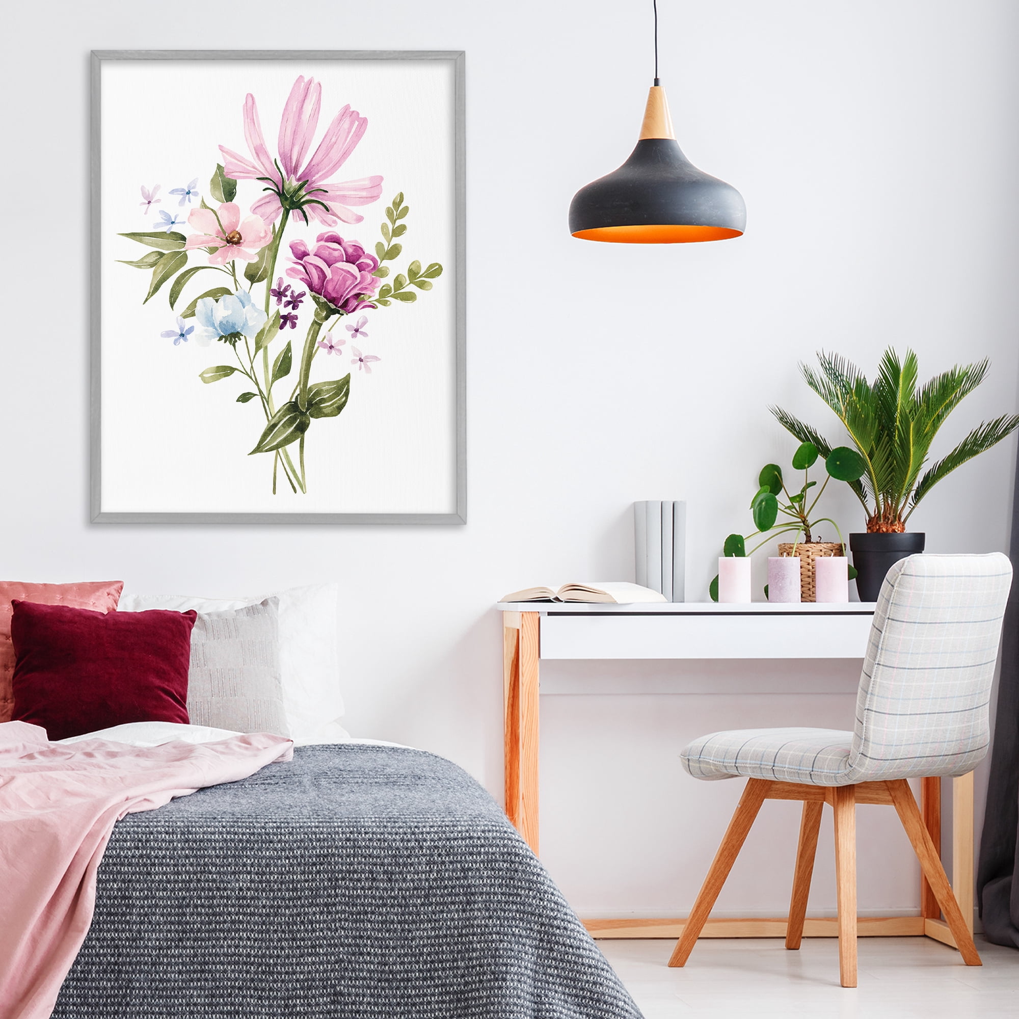 Stupell Industries Wildflower Fields Floral Bundle Gray Framed Giclee Art, design by Bethany Sandoval