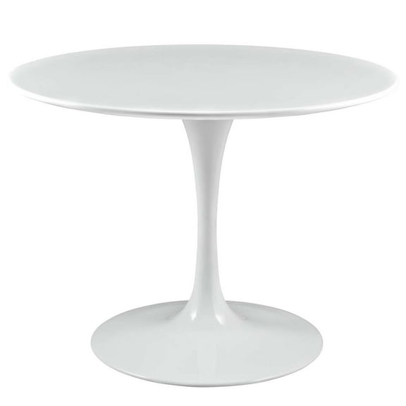Modway Lippa 40" Round Wood Top Dining Table in White