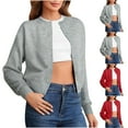 thumbnail image 1 of Sentmoon Womens Cardigans Lightweight Oversized Crew Neck Long Sleeve Fall Sweaters for Women Button up Solid Color Loose Knitted Fall Clothes for Women Winter for Cozy Night in Sweater Red L, 1 of 9