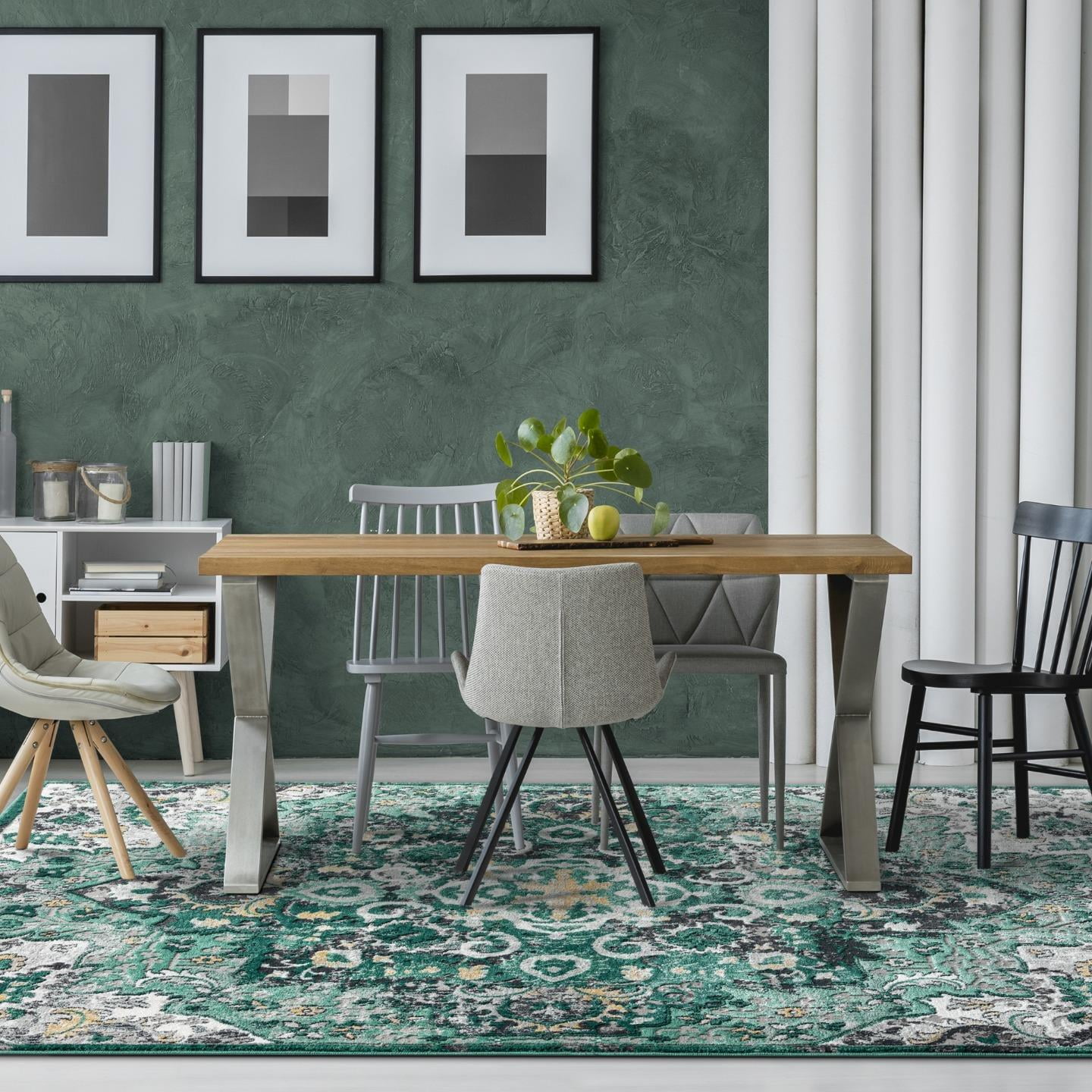 Luxe Weavers Moroccan Green 6x9 Medallion Area Rug, Floral Living Room Carpet