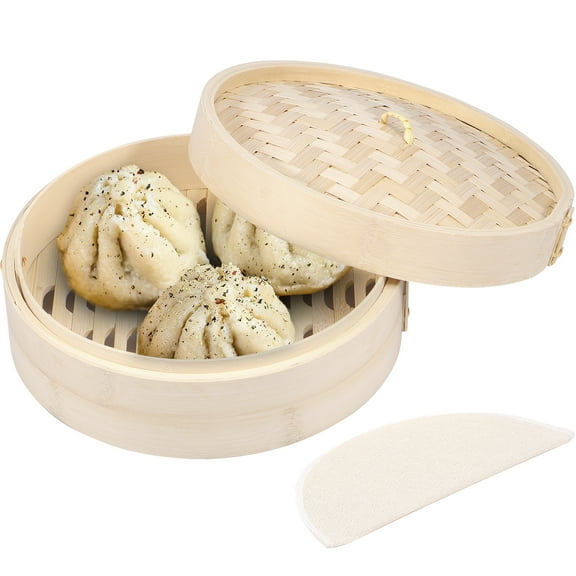 Ikoopy 1/2Pcs Bamboo Steamer Basket Handmade Bamboo Dumpling Steamer 10 Inch Lightweight Food Steamer Baskets Eco-Friendly Bamboo Steamer for Steaming Dumplings Vegetables Fish Rice