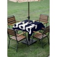 thumbnail image 3 of Outdoor Tablecloth with Umbrella Hole and Zipper, Easter Bunny Square Table Cloth 54x54 Inch Waterproof Tablecloth, Cute Rabbit Family Vintage Navy Blue Abstract Picnic Table Cover for Patio Camping, 3 of 7