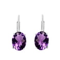 thumbnail image 2 of Mauli Jewels Ear Rings for Women 3.5 Carat 9x7MM Oval Amethyst Leverback Earrings Carat 14K White Gold 4-prong, 2 of 5
