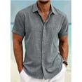 thumbnail image 3 of Men's Linen Shirts Short Sleeve Casual Shirts Button Down Shirt for Men Beach Summer Wedding Shirt, 3 of 10