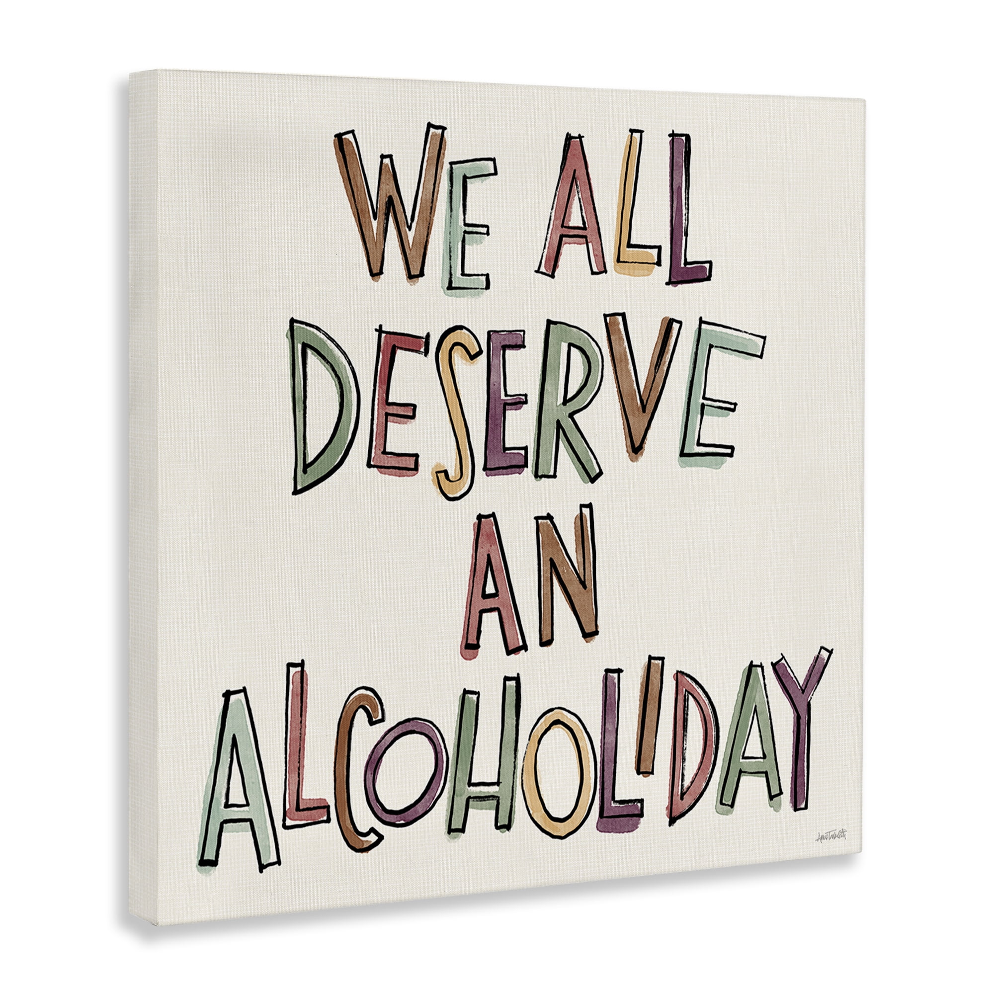 Stupell Industries Alcoholiday Funny Phrase Food & Beverage Painting Wrapped Canvas Art Print Wall Art, 17 x 17