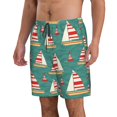 thumbnail image 2 of Kdxio Yachts And Buoys Pattern Mens Casual Shorts - Drawstring Summer Beach Sports Shorts for Men, 2 of 5