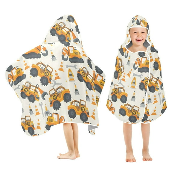 joogoo Cartoon Vehicles Trucks Kids Hooded Beach Towel Baby Bath Towel 23.5"x50"