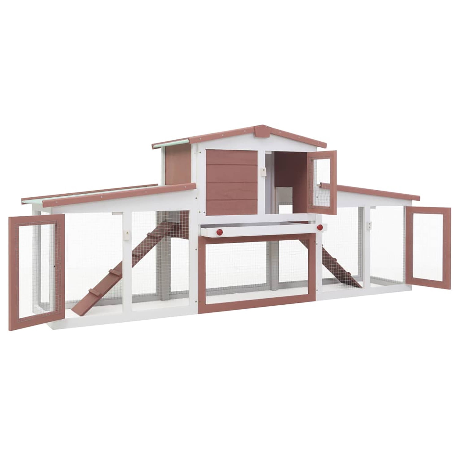 Pefilos 80.3" Outdoor Large Rabbit Hutch with Run Wood 2-Story Bunny Enclosure for 4-6 Rabbits Pet Cages for Small Animals, Brown Pefilos 80.3" Outdoor Large Rabbit Hutch with Run Wood 2-Story Bunny Enclosure for 4-6 Rabbits Pet Cages for Small Animals, Brown