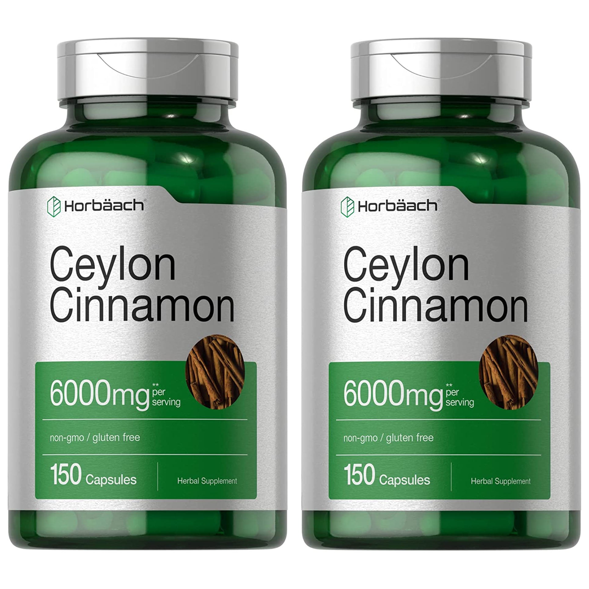 （2 Packs）Ceylon Cinnamon Capsules 6000 mg 150 Count NonGMO
