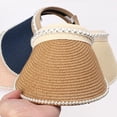 thumbnail image 2 of Sombreros De Playa Sombrero De Sol De Ala Ancha Para Exteriores Protector Solar Perla Tapas Superiores Vacías Sombreros De Verano De Paja Para Mujeres Eigraketly AP005718-00, 2 of 6