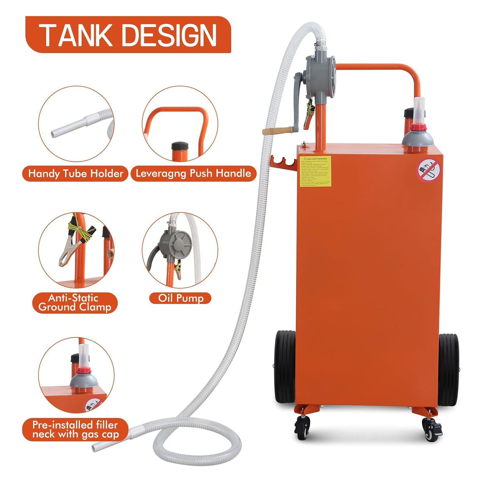 M optimized 30 Gallon Gas Caddy, Portable Fuel Transfer Storage Tank with 4 Wheels and 2-Way Rotary Pump, Large Diesel Kerosene Can Container for Cars Boat ATV Motorcycle Lawnmower