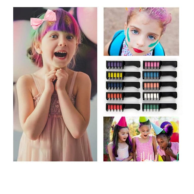 10 Colors Hair Chalk for Kids Hair Chalk Comb Temporary Bright Hair Color  Dye Gift for Girl Toys Birthday Party Cosplay DIY Children's Day,  Halloween, Christmas 