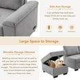 thumbnail image 3 of Euroco L-Shape Sofa Bed with Storage Ottoman and Hidden Arm Storage, Sectional Sofa Sleeper with USB Port for Living Room Apartment, Light Gray, 3 of 11