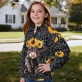 thumbnail image 3 of Uorisanigo Girls Half Zip Sweatshirt Oversized Long Sleeve Pullover Crop Tops for Teen Girl, Soft Kids Half Zip Mock Neck Pullover Jackets, Size 5-6(Baby Highland Cow Leopard Print), 3 of 7