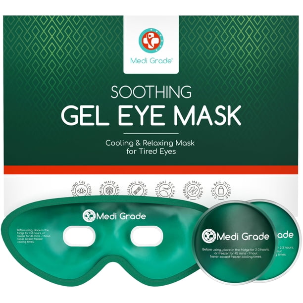 Máscara de ojos refrescante de grado médico para ojos hinchados, alergias sinusales, máscara de ojos de gel reutilizable y almohadillas de enfriamiento con bolsa térmica para ojeras, resacas y alivio