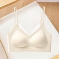 thumbnail image 4 of Zpanxa Wireless Bras for Women Seamless Push-up Lace Trim Adjustable Straps Everyday Bra Beige 38BC, 4 of 5