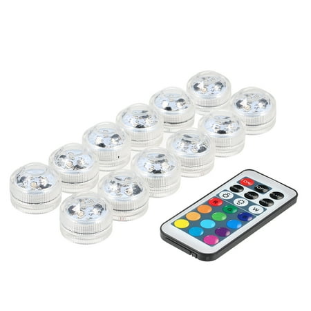 Mini LED RGB Submersible Light Colorful Lamp IP68 Water Resistance with Remote Control 12 Pack