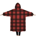 thumbnail image 2 of Oversized Wearable Blanket Hoodie,Red and Black Christmas Plaid Pattern Sherpa Blanket Hoodie with Super Pockets,Super Warm Fuzzy Pullover for Women & Men, 2 of 6
